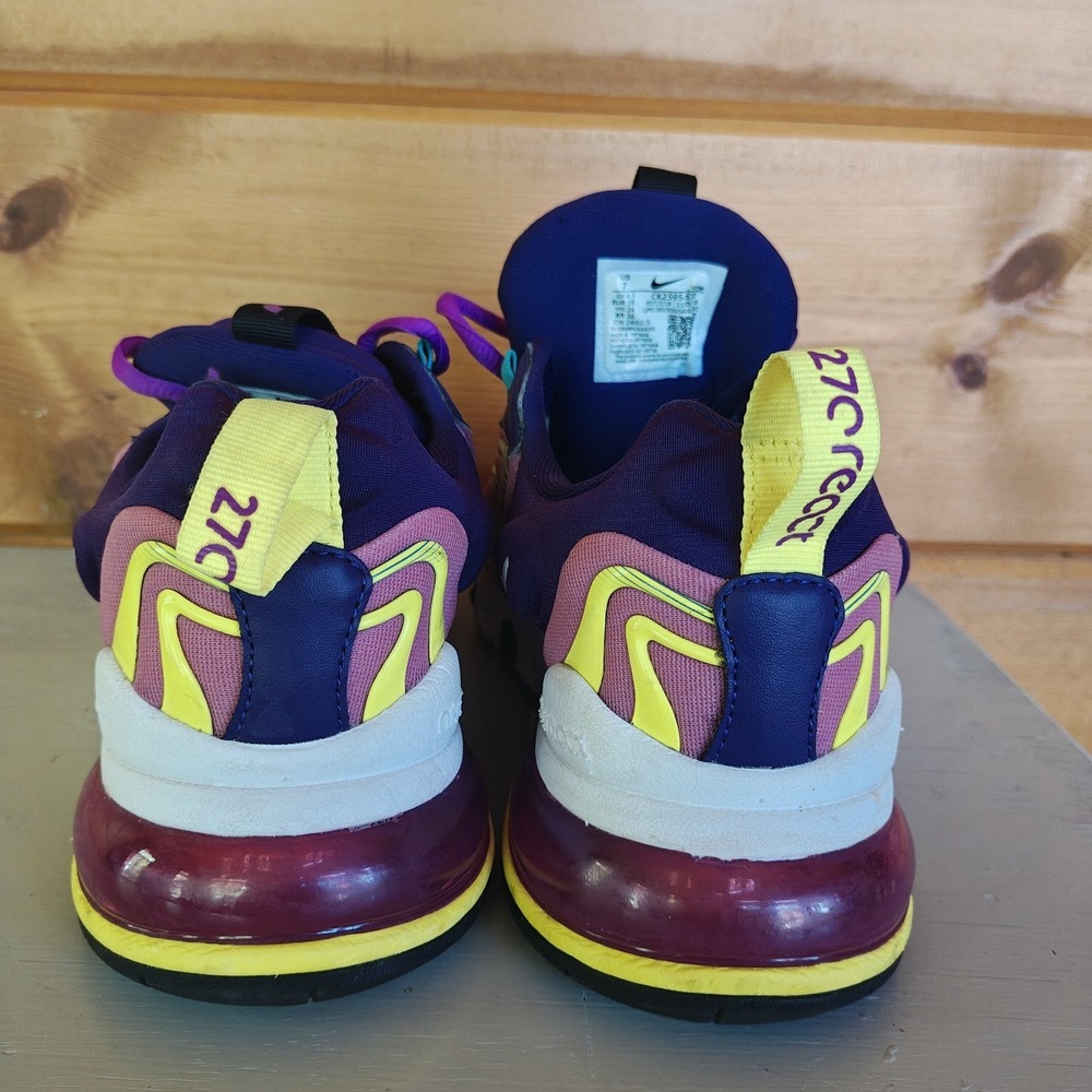 Nike Air Max 270 React Eggplant Magic Flamingo CK2595-500 Women's Size 7 EUC - Picture 4 of 7